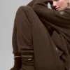Unisex Yün-Kaşmir Hafif Buzlu Çoraplar - Espresso Heather/Fildişi