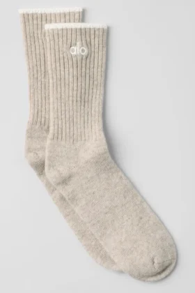 Unisex Yün Kaşmir Hafif Buzlu Çoraplar - Kış Latte/Fildişi