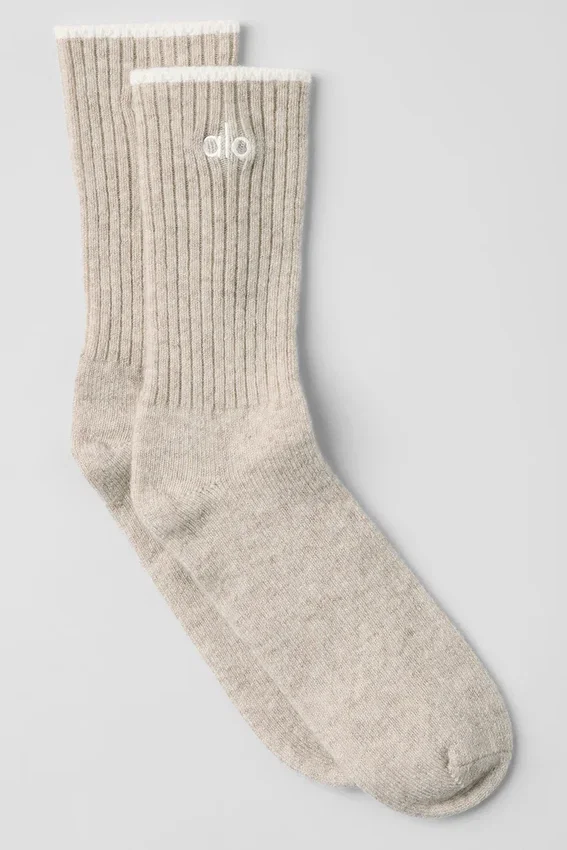 Unisex Yün Kaşmir Hafif Buzlu Çoraplar - Kış Latte/Fildişi
