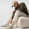 Unisex Yün Kaşmir Hafif Buzlu Çoraplar - Kış Latte/Fildişi