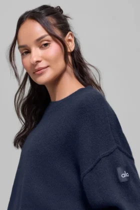 Unisex Yün Kaşmir New Class Bisiklet Yaka Kazak – Lacivert