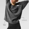 Unisex Yün Kaşmir New Class Bisiklet Yaka Kazak - Platin Gri