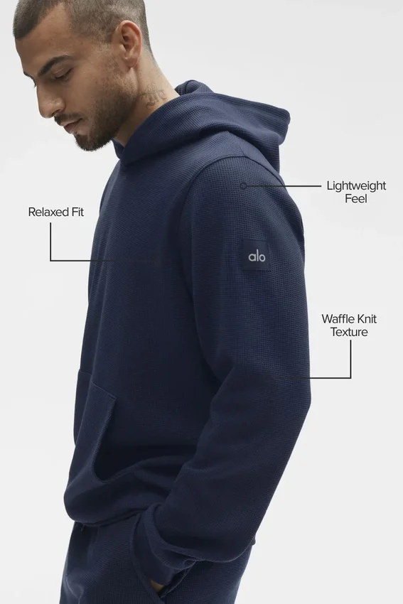 Waffle Lounge Kapüşonlu Sweatshirt - Lacivert