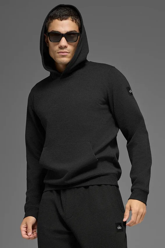 Waffle Lounge Kapüşonlu Sweatshirt - Siyah