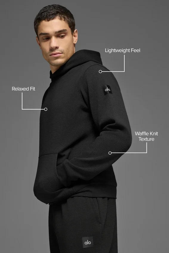 Waffle Lounge Kapüşonlu Sweatshirt - Siyah