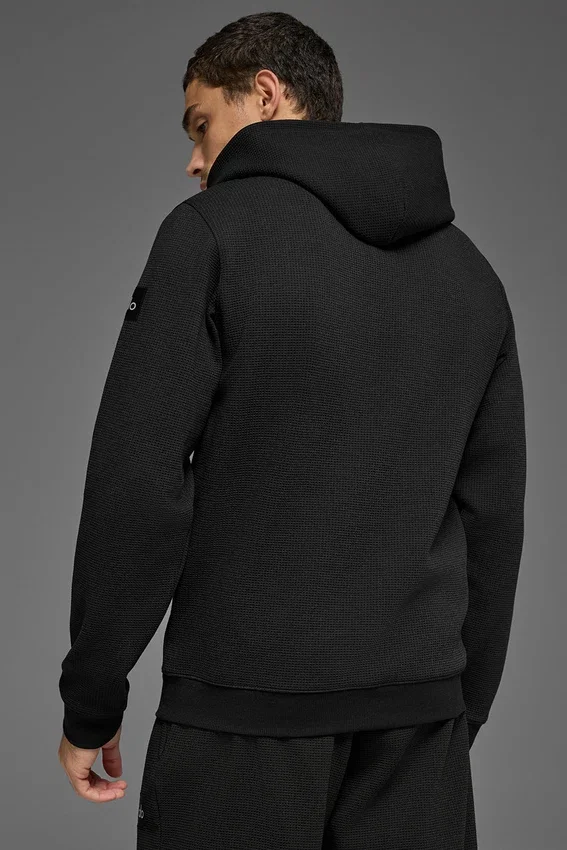 Waffle Lounge Kapüşonlu Sweatshirt - Siyah