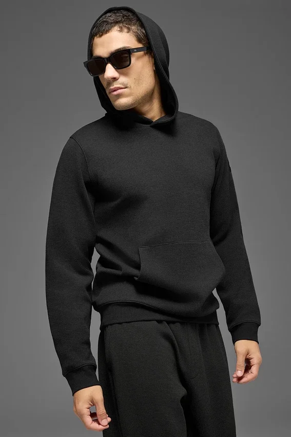 Waffle Lounge Kapüşonlu Sweatshirt - Siyah