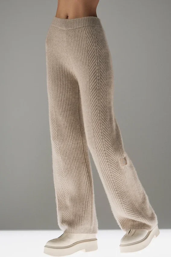 Winter Magic Kaşmir Geniş Paça Pantolon - Keten Heather