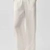 Yarı Şeffaf Golden Hour High-Waist Düz Paça Pantolon - Fildişi