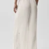 Yarı Şeffaf Golden Hour High-Waist Düz Paça Pantolon - Fildişi