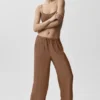 Yarı Şeffaf Golden Hour High-Waist Düz Paça Pantolon - Güneşten Öpülmüş Kahverengi