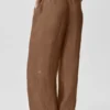 Yarı Şeffaf Golden Hour High-Waist Düz Paça Pantolon - Güneşten Öpülmüş Kahverengi