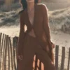 Yarı Şeffaf Golden Hour High-Waist Düz Paça Pantolon - Güneşten Öpülmüş Kahverengi