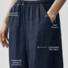 Yarı Şeffaf Golden Hour High-Waist Düz Paça Pantolon - Lacivert