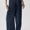 Yarı Şeffaf Golden Hour High-Waist Düz Paça Pantolon - Lacivert