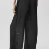 Yarı Şeffaf Golden Hour High-Waist Düz Paça Pantolon - Siyah