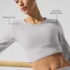 Yıkanmış Alosoft Crop Finesse Uzun Kollu - Gri Gökyüzü Yıkama
