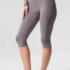 Yıkanmış High-Waist Alosoft İkonik 90'lar Capri - Soğuk Gri Yıkama