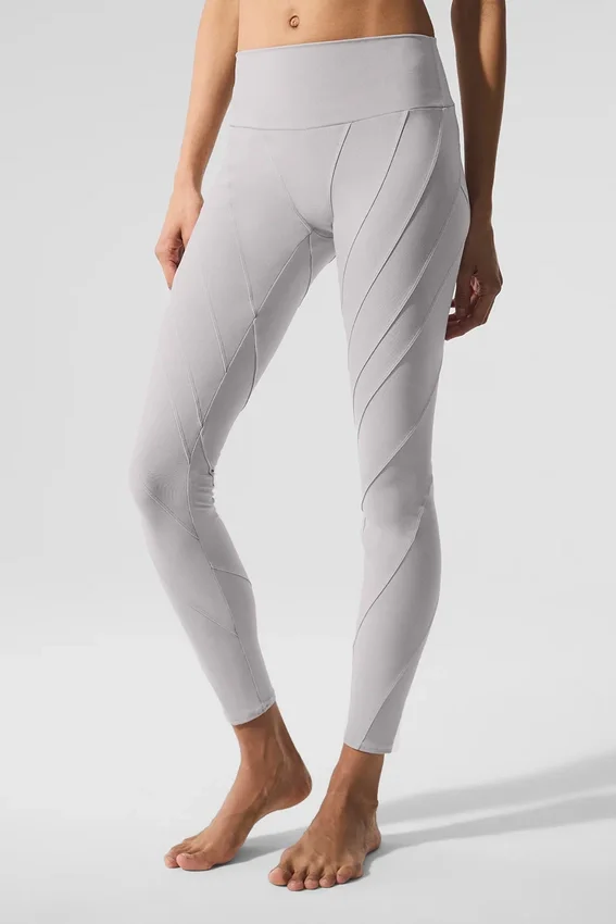 Yıkanmış High-Waist Alosoft Sunray Tayt - Gri Gökyüzü Yıkama