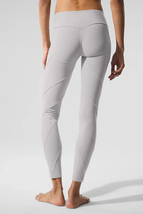 Yıkanmış High-Waist Alosoft Sunray Tayt - Gri Gökyüzü Yıkama