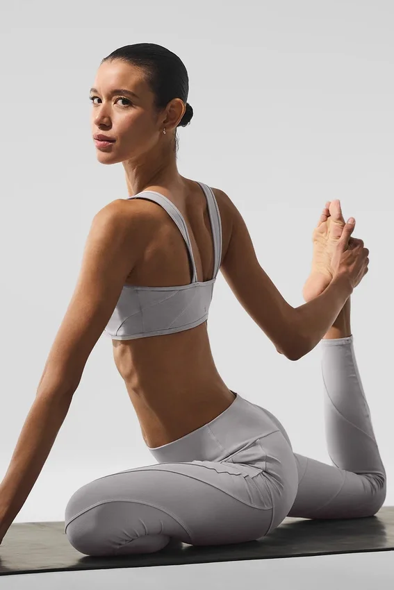 Yıkanmış High-Waist Alosoft Sunray Tayt - Gri Gökyüzü Yıkama