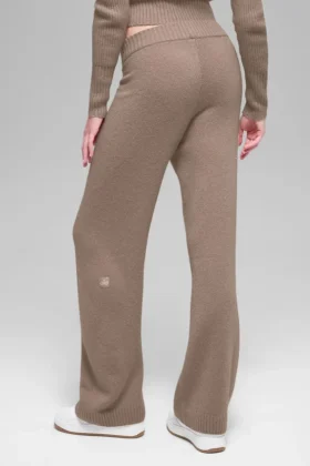 Yün Kaşmir High-Waist New Class Geniş Paça Pantolon – Chai Latte
