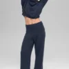 Yün Kaşmir High-Waist New Class Geniş Paça Pantolon - Lacivert