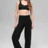 Yün Kaşmir High-Waist New Class Geniş Paça Pantolon - Siyah