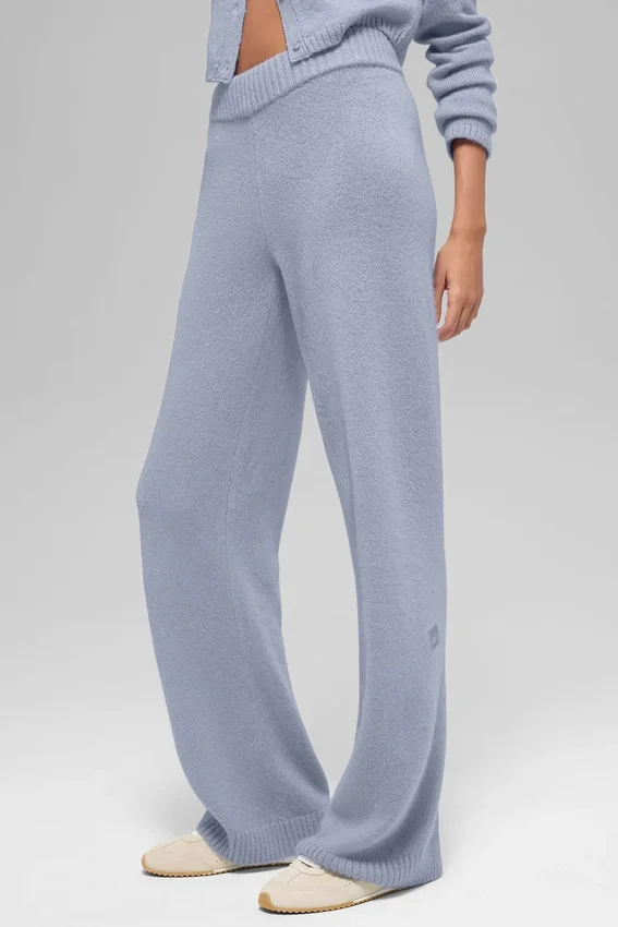 Yün Kaşmir High-Waist New Class Geniş Paça Pantolon - Winter Frost