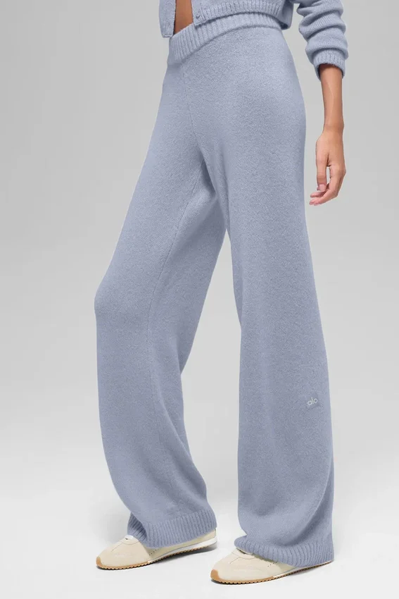 Yün Kaşmir High-Waist New Class Geniş Paça Pantolon - Winter Frost