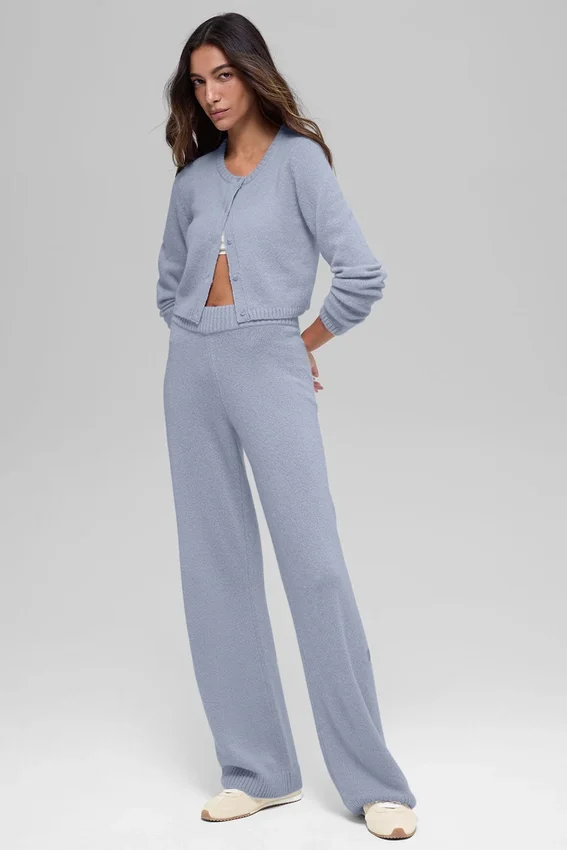 Yün Kaşmir High-Waist New Class Geniş Paça Pantolon - Winter Frost