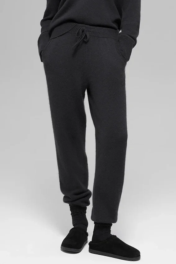 Yün Kaşmir High-Waist New Class Jogger - Siyah