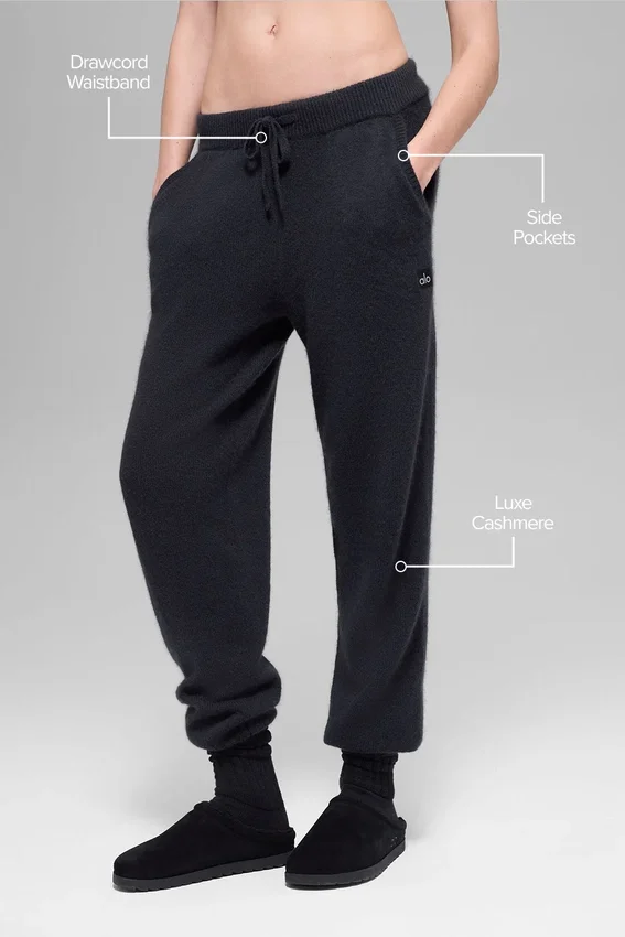 Yün Kaşmir High-Waist New Class Jogger - Siyah