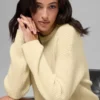Yün Kaşmir Nervürlü Noble Bisiklet Yaka Kazak - Mum Işığı Sarısı