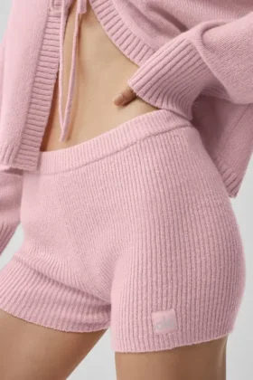 Yün Kaşmir Nervürlü Noble Şort – Vintage Pembe