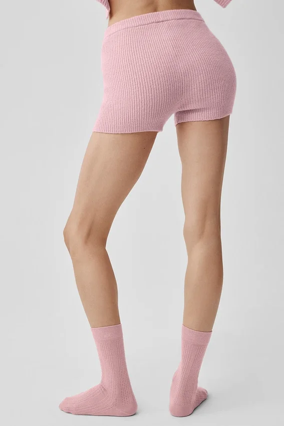 Yün Kaşmir Nervürlü Noble Şort - Vintage Pembe