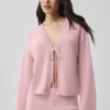 Yün Kaşmir New Class Bağcıklı Hırka - Vintage Pembe
