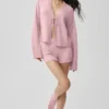 Yün Kaşmir New Class Bağcıklı Hırka - Vintage Pembe
