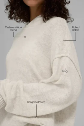 Yün Kaşmir New Class Kapüşonlu Sweatshirt – Kemik Rengi Melanj