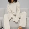Yün Kaşmir New Class Kapüşonlu Sweatshirt - Kemik Rengi Melanj