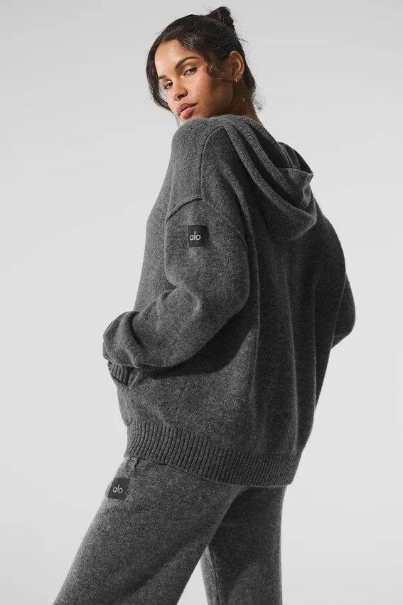 Yün Kaşmir New Class Kapüşonlu Sweatshirt - Platin Gri