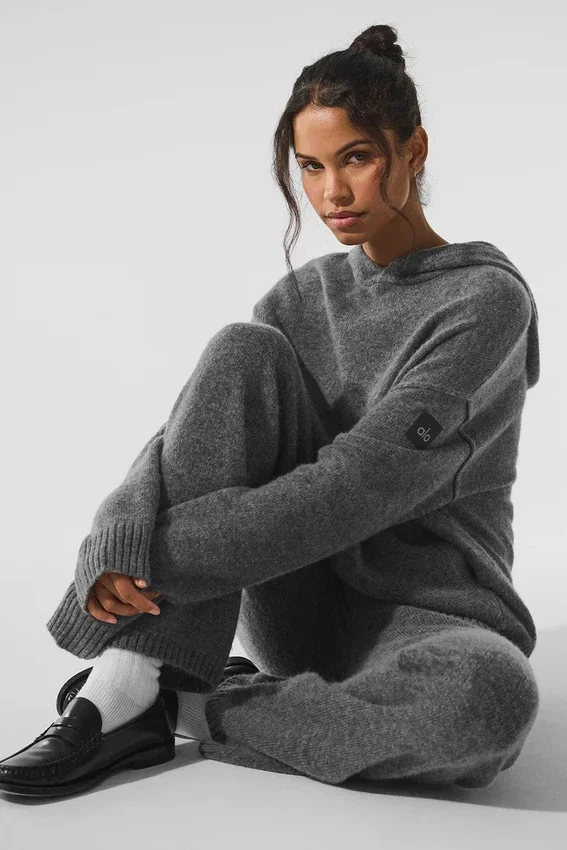 Yün Kaşmir New Class Kapüşonlu Sweatshirt - Platin Gri