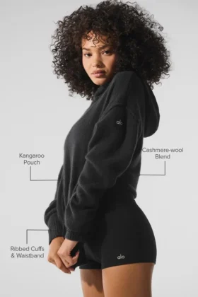Yün Kaşmir New Class Kapüşonlu Sweatshirt – Siyah
