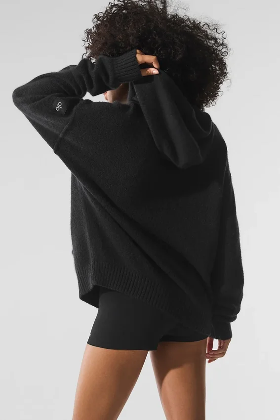 Yün Kaşmir New Class Kapüşonlu Sweatshirt - Siyah