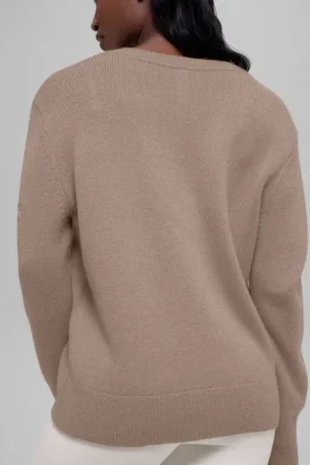 Yün Kaşmir New Class Oversized V Yaka Kazak – Chai Latte