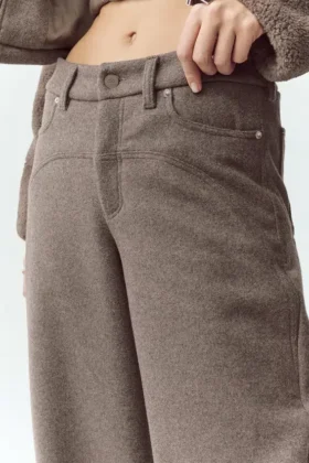 Yün Karışımlı Nightcap Geniş Paça Pantolon – Alpine Cocoa Heather