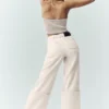 Yün Karışımlı Nightcap Geniş Paça Pantolon - Cafe Au Lait