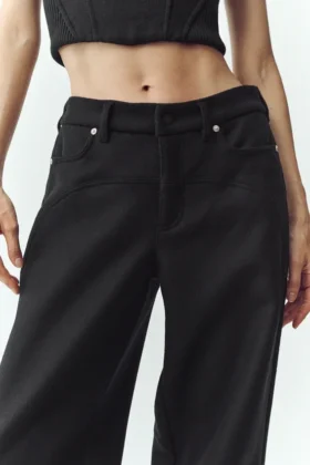 Yün Karışımlı Nightcap Geniş Paça Pantolon – Siyah